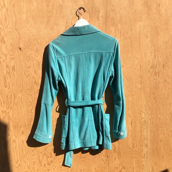 Turquoise suede jacket - Picture 5 of 6